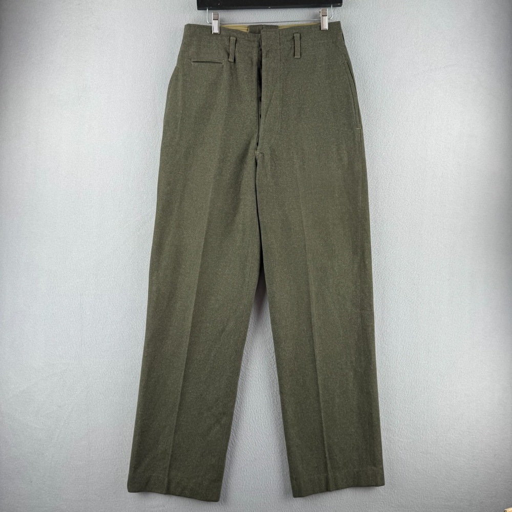 Vintage 40s Drop Loop Pants Mens 30x32 Green Wool Military Trouser 1943